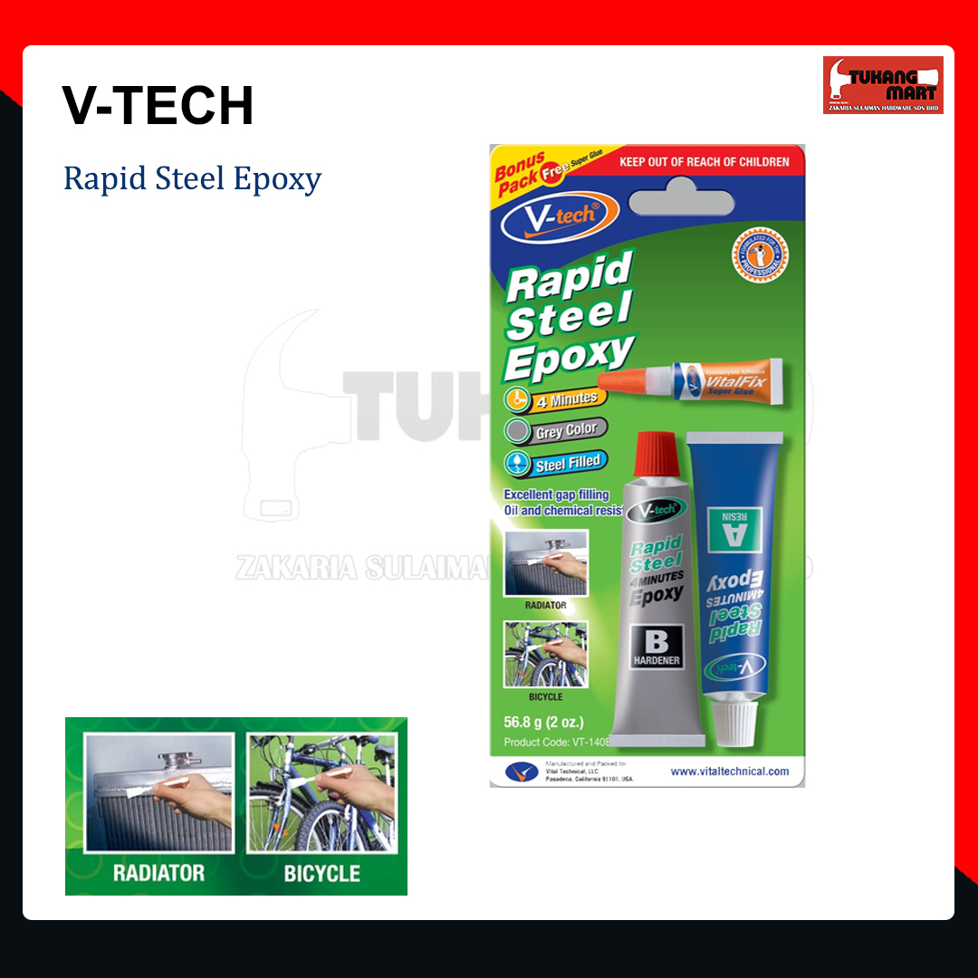 VT-140B1 🔥 V-TECH TWO TAN GUM  4MINIT EPOXY   56.8G  RAPID STEEL EPOXY SUPER GLUE 2 TAN GUM Radiator Bicycle (s) I.983502036