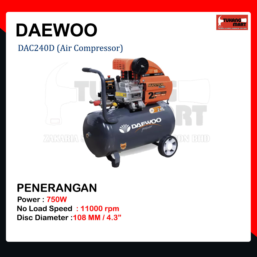 DAC24D DAEWOO AIR COMPRESSOR 2 HP 24 LITER
